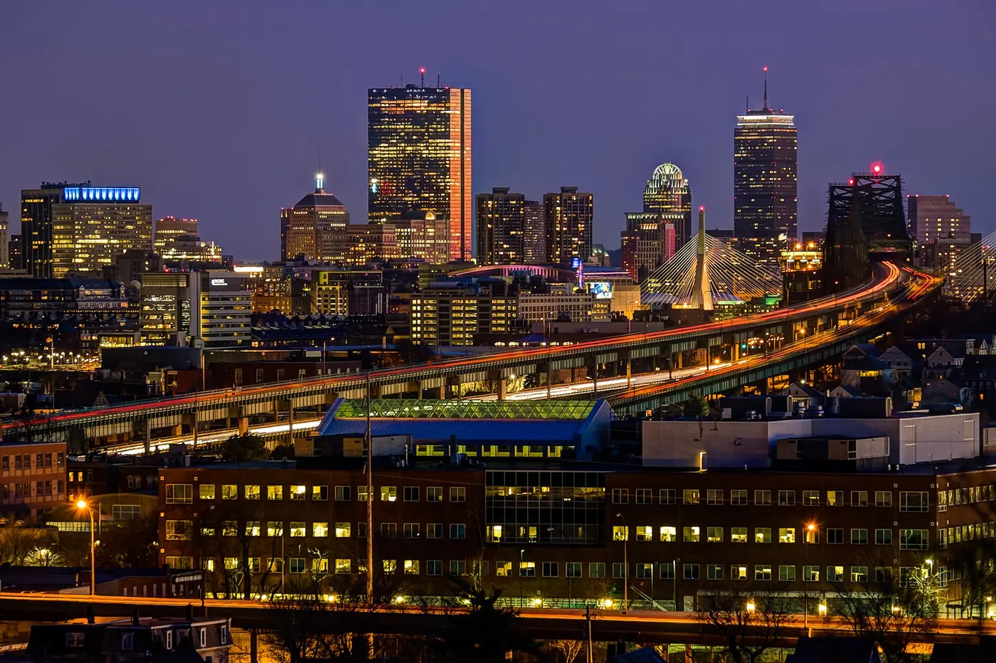 Boston skyline from Malone Park, Chelsea