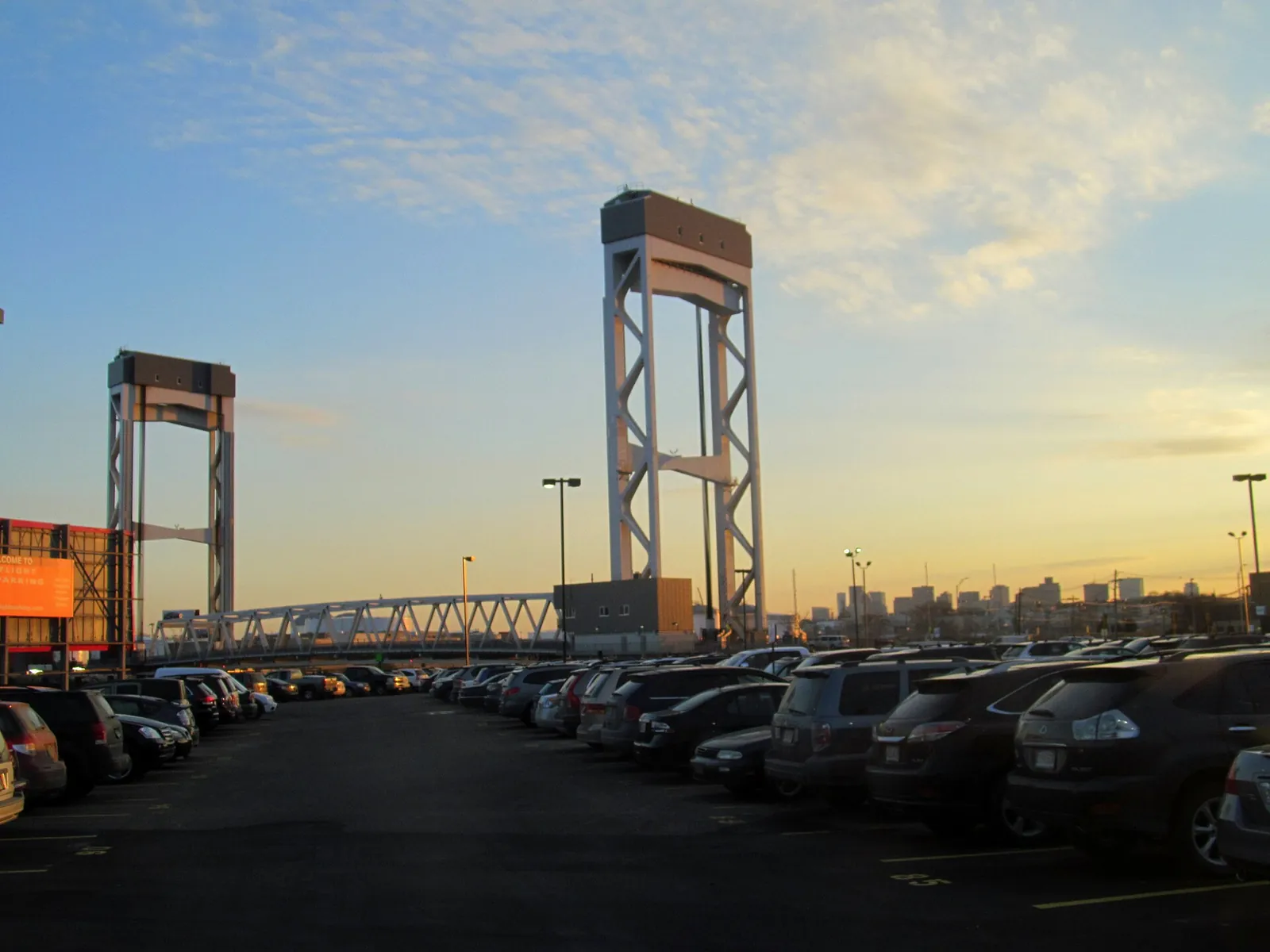 Chelsea Street Bridge with the Boston skyline